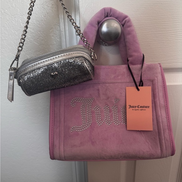 Juicy Couture Pink Tote with Silver Mini Bag - Picture 1 of 7